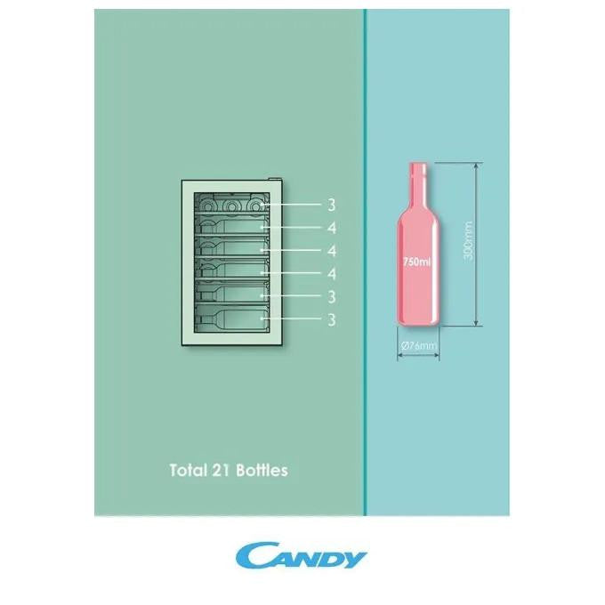 Candy CWCEL 210 DiVino Cantinetta Vino 21 Bottiglie Classe energetica G 7 ripiani cromati 70 cm Nero