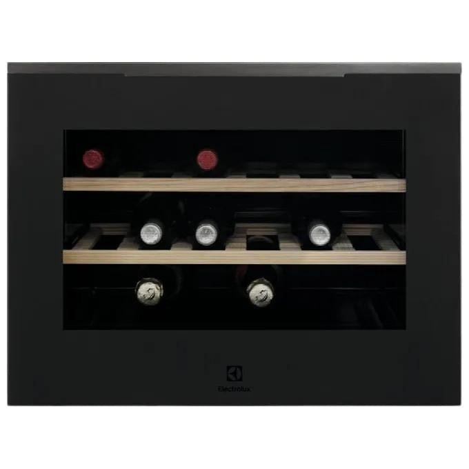 Electrolux KBW5T Vino Cantina da Incasso 18 bottiglie Capacita' 52 litri Ventilazione interna Temperatura regolabile da 5 a 20°C Display LCD Touch Control Classe energetica A++ 45 cm Nero Ghisa