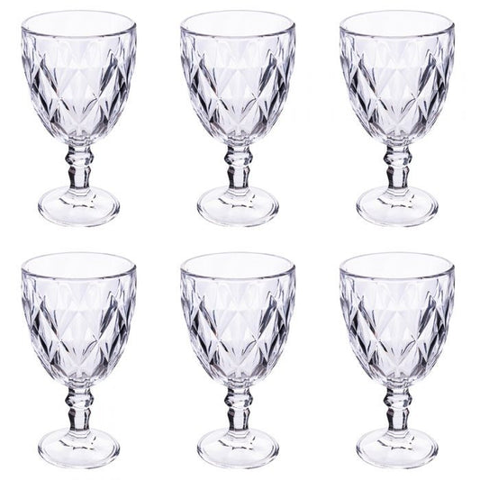 Set 6 calici 340 ml in vetro, superficie intagliata, trasparenti, Elizabeth Sibilla - Galileo