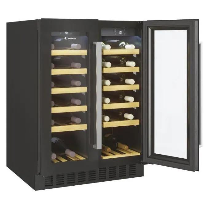 Candy CCVB 60D/1 Cantinetta Vino 38 Bottiglie Classe energetica G Ripiani in legno Illuminazione a Led Controllo digitale 81 cm Nero