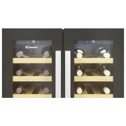 Candy CCVB 60D/1 Cantinetta Vino 38 Bottiglie Classe energetica G Ripiani in legno Illuminazione a Led Controllo digitale 81 cm Nero